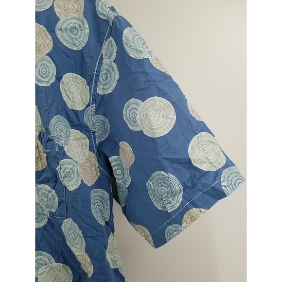 Tori Richards Mens Blue Short Sleeve Button Up Shirt 2XL XXL Geometric Print - Picture 3 of 5